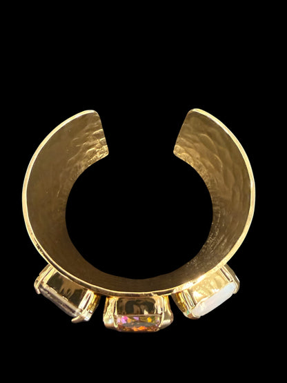 Hammered Australian Crystal Wide Cuff