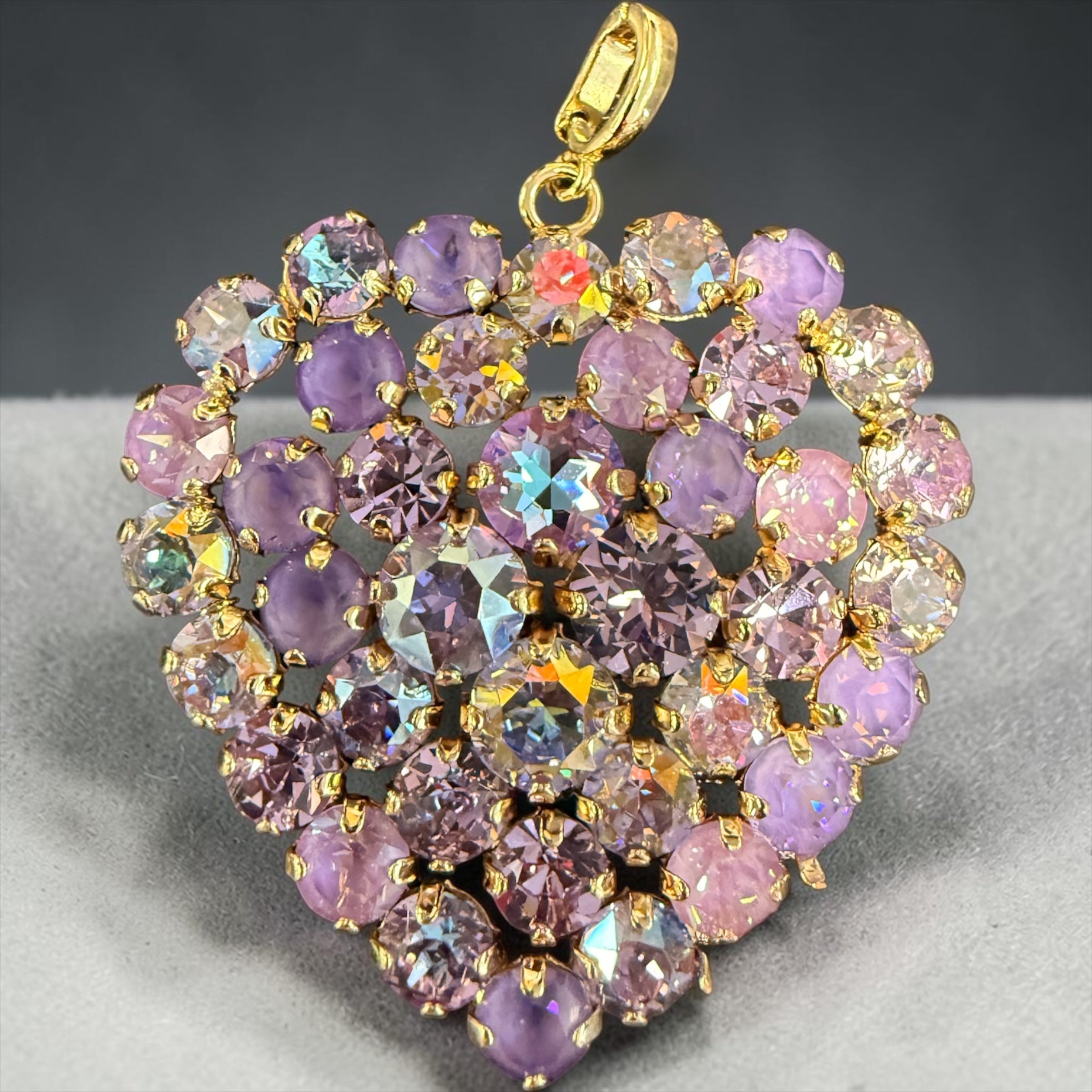 Large Australian Crystal Heart Charm | 18K Gold-Plated Boho