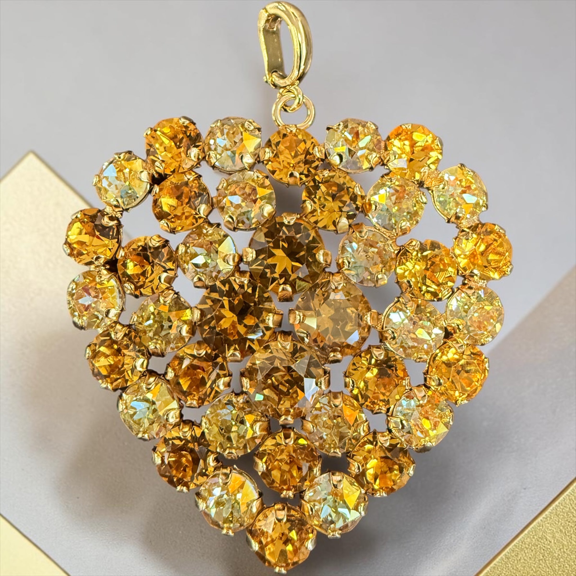 Large Australian Crystal Heart Charm | 18K Gold-Plated Boho