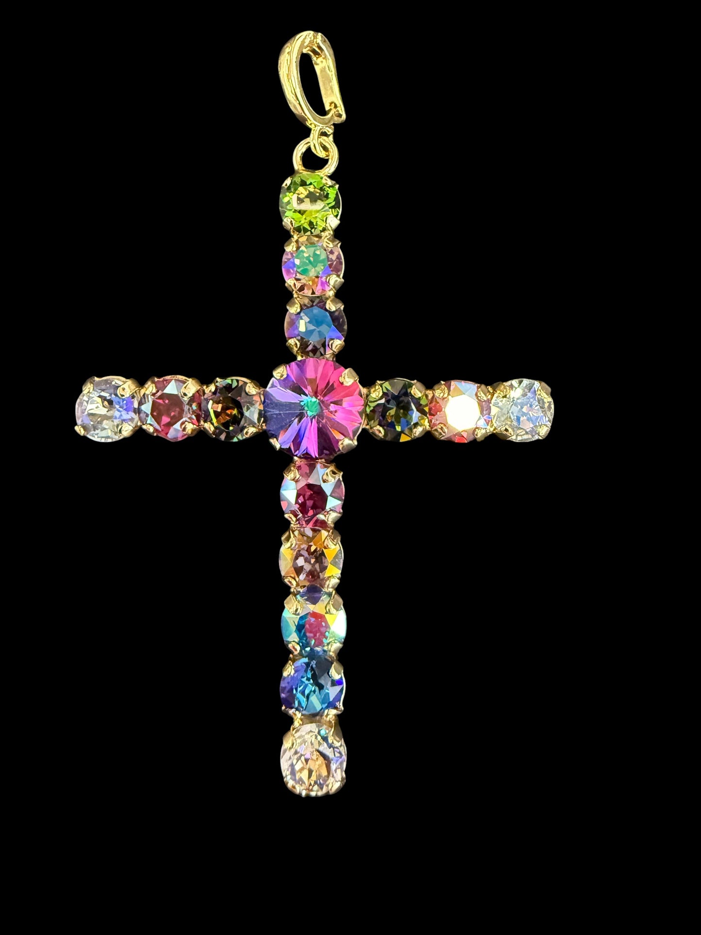 Slim Multi-Color Australian Crystal Cross Charm