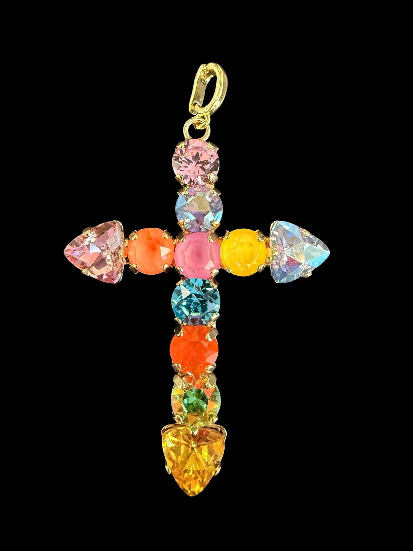 Large Multi-Color Australian Crystal Cross Charm