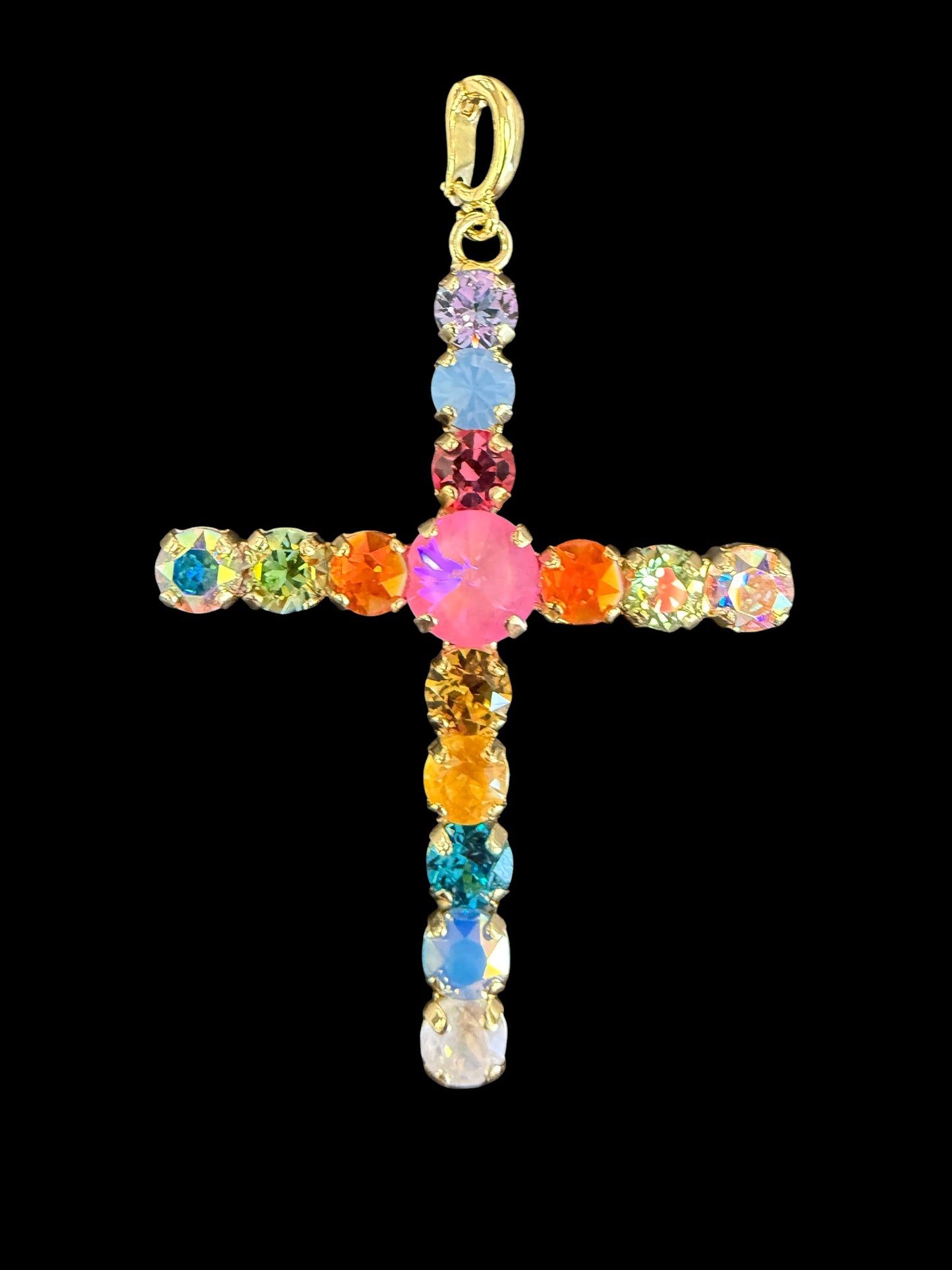 Slim Multi-Color Australian Crystal Cross Charm