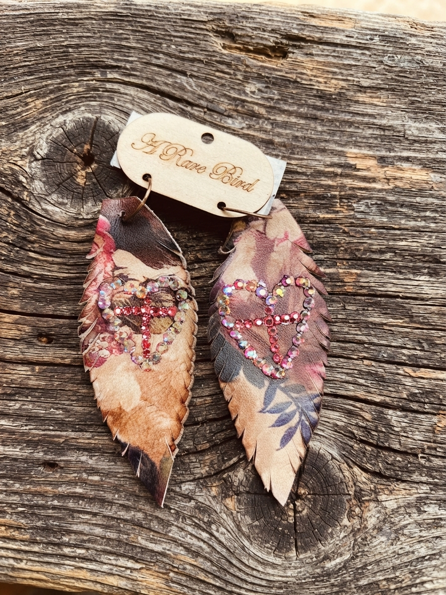 A Rare Bird Heart Studded Earings