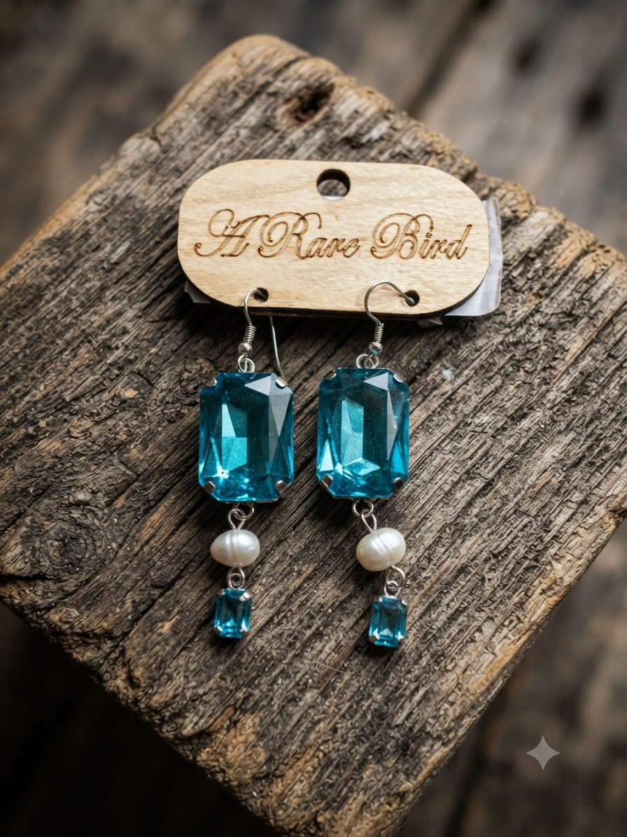 A Rare Bird Stone & Pearl Drop Earrings