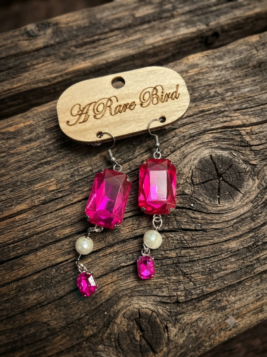 A Rare Bird Stone & Pearl Drop Earrings