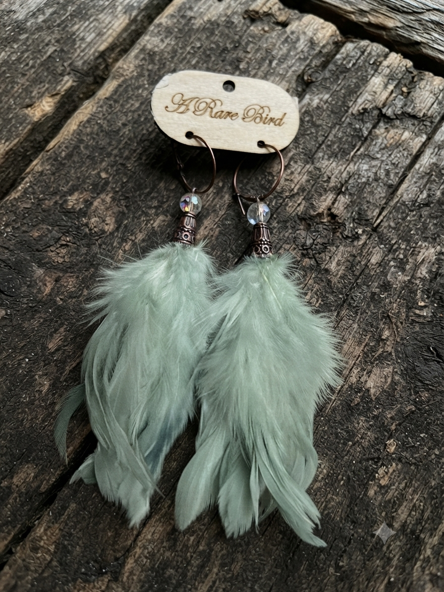 A Rare Bird  Feather Earrings