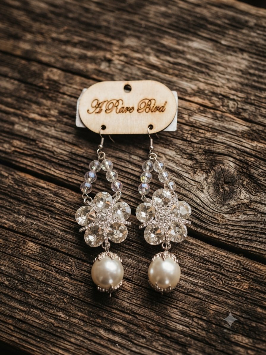 A Rare Bird Crystal Pear Earings