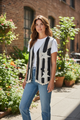 I Love Linen Black and white striped button up with Star vest