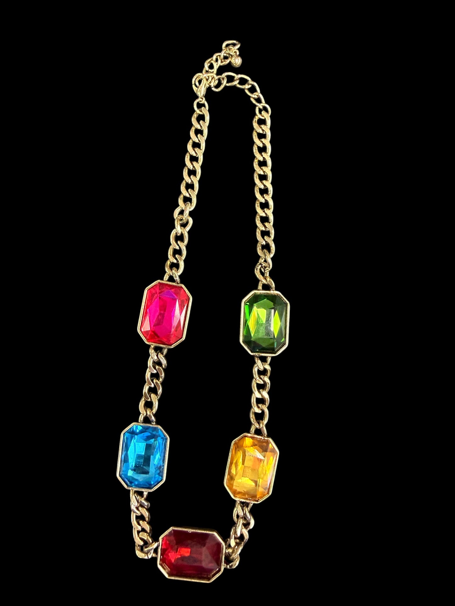 Alice rectangle multi Stone Necklace