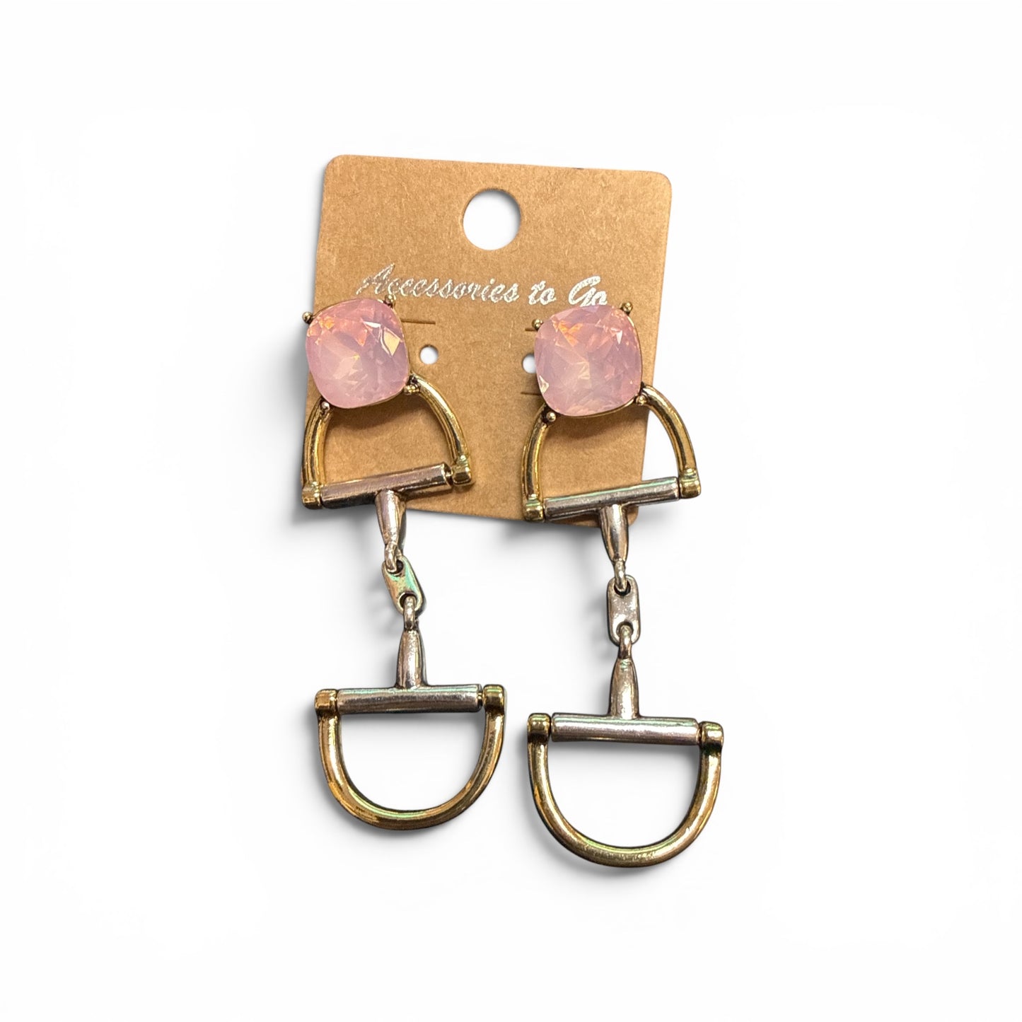 Alice Pink opal Horse Bite Earrings