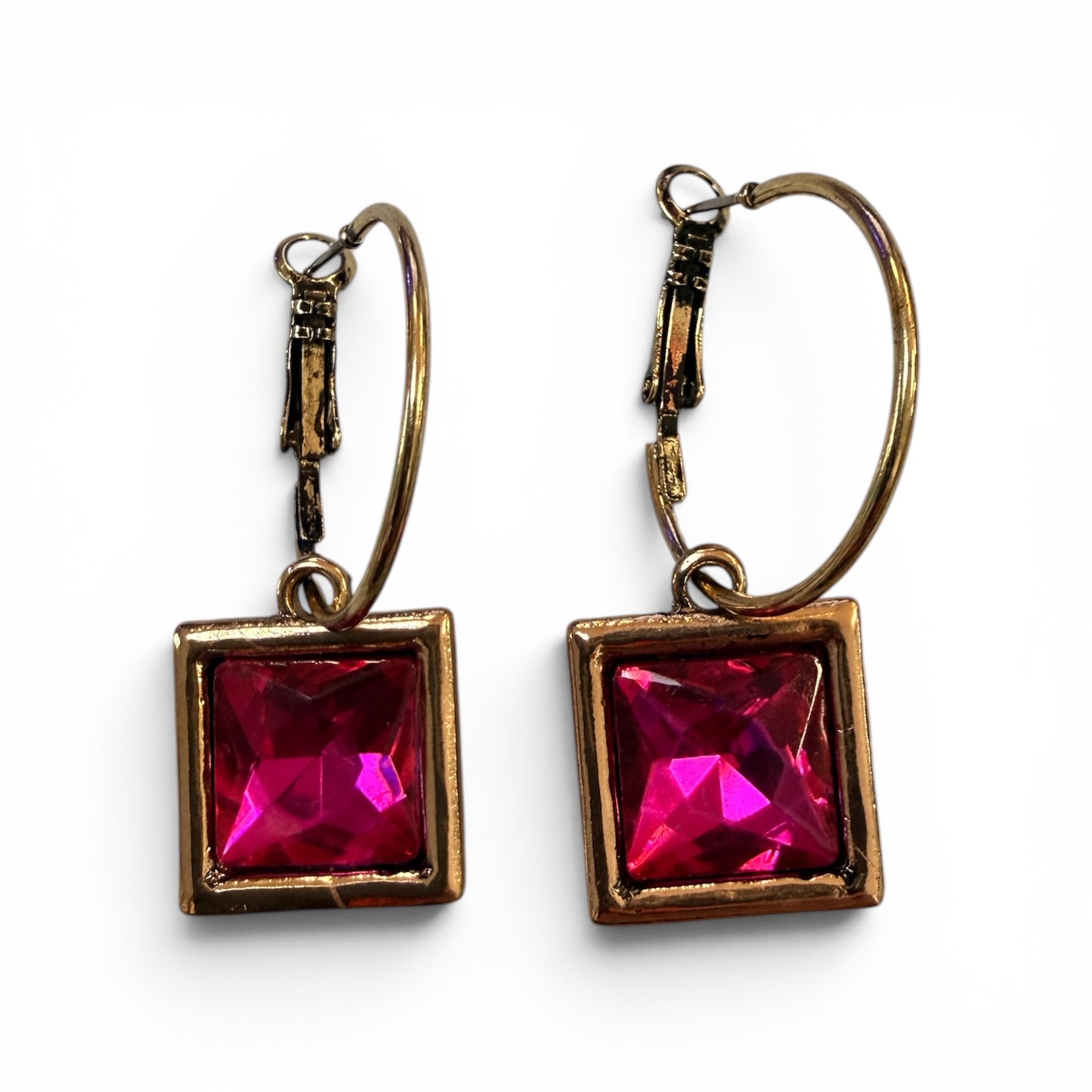Alice square dangle hoop  earrings