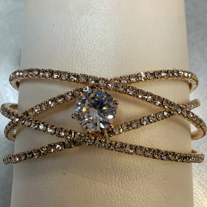 Alice Rose Gold Crystal Stretch Cuff Bracelet