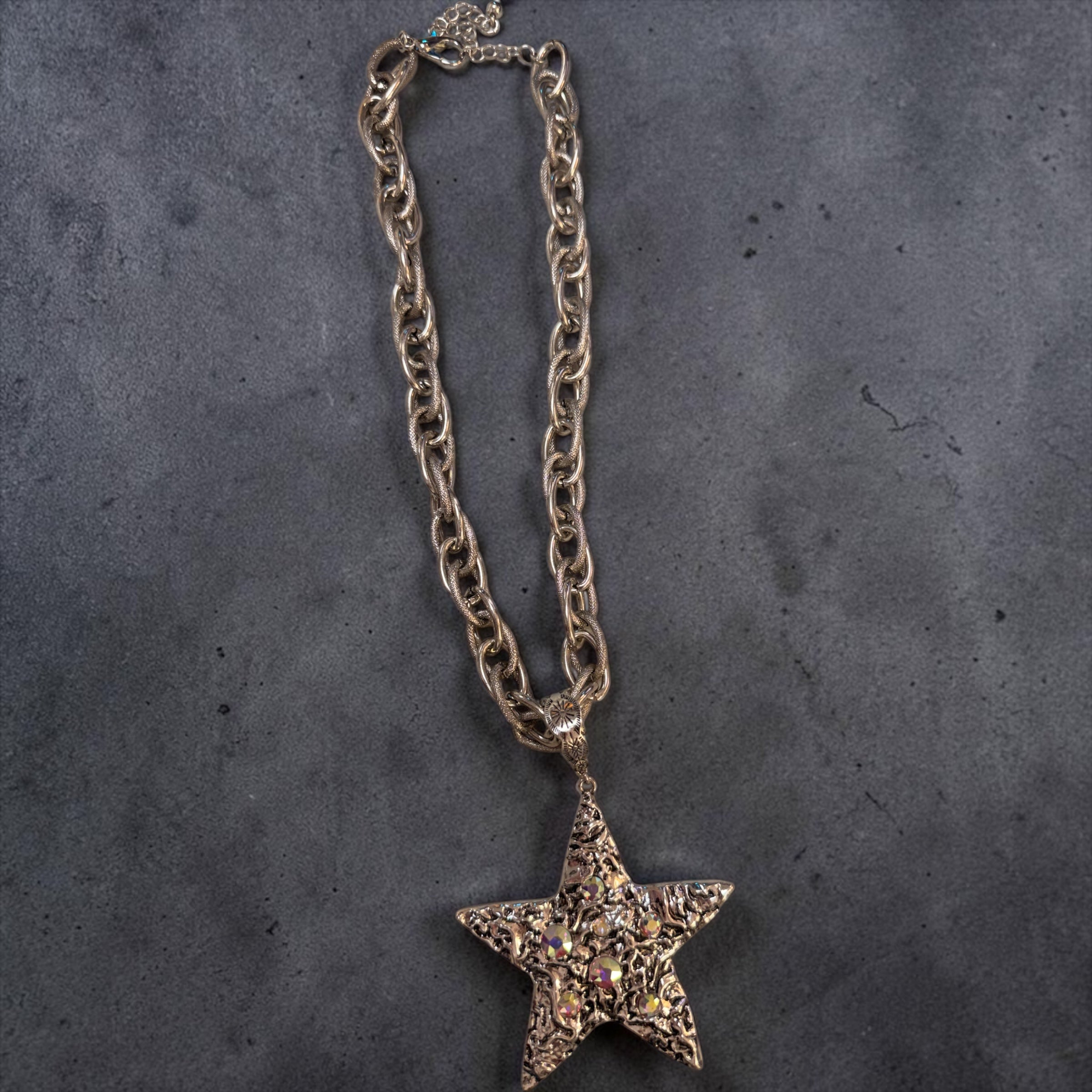 Alice Large Silver Star AB Stone Necklace