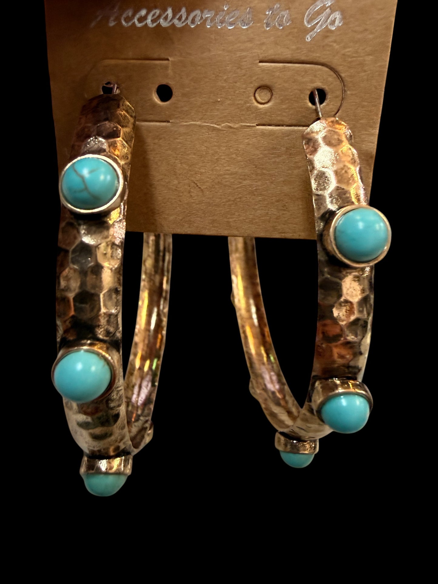 Alice Gold Large Hoop Turquoise Stone Earrings