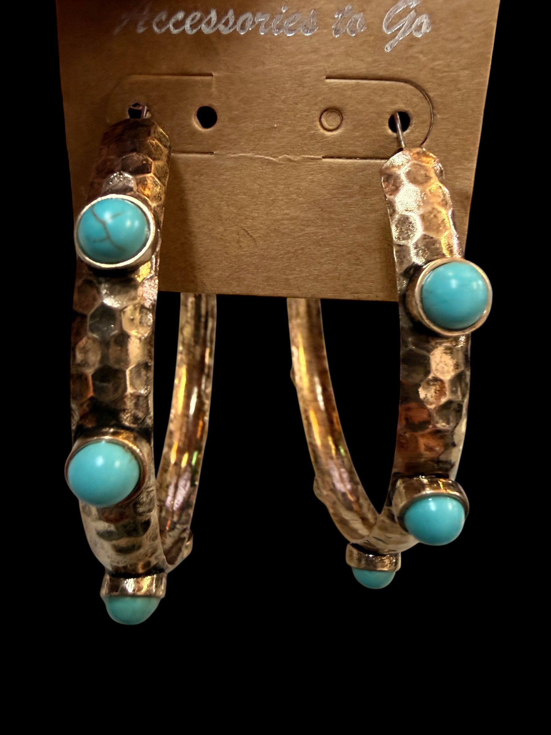 Alice Gold Large Hoop Turquoise Stone Earrings