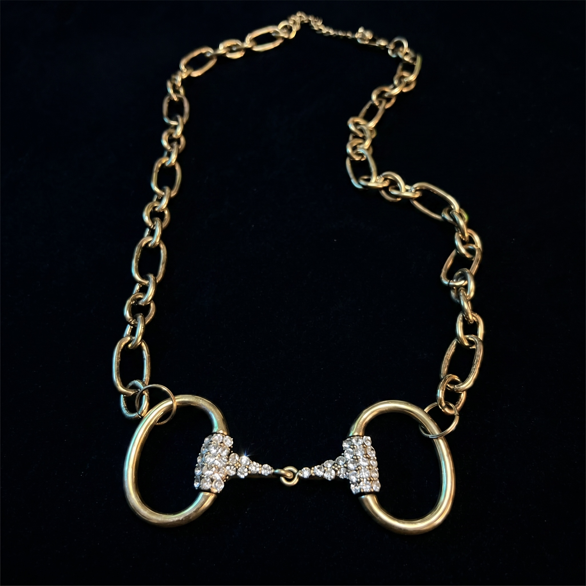 Alice Bronze Crystal Double Horse Bite Necklace