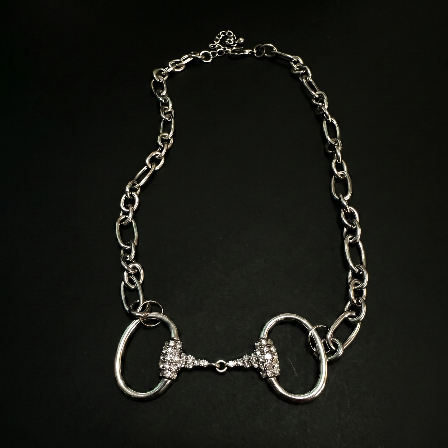 Alice Bronze Crystal Double Horse Bite Necklace