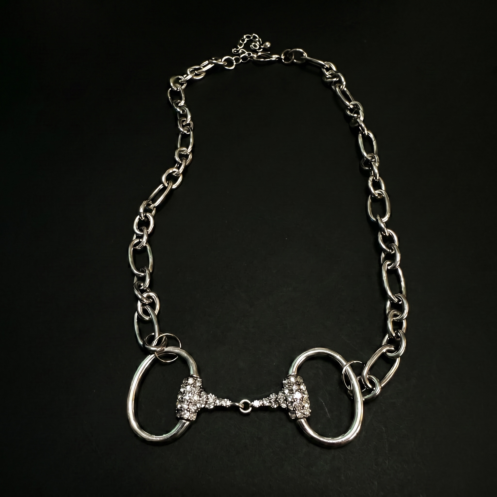 Alice Bronze Crystal Double Horse Bite Necklace