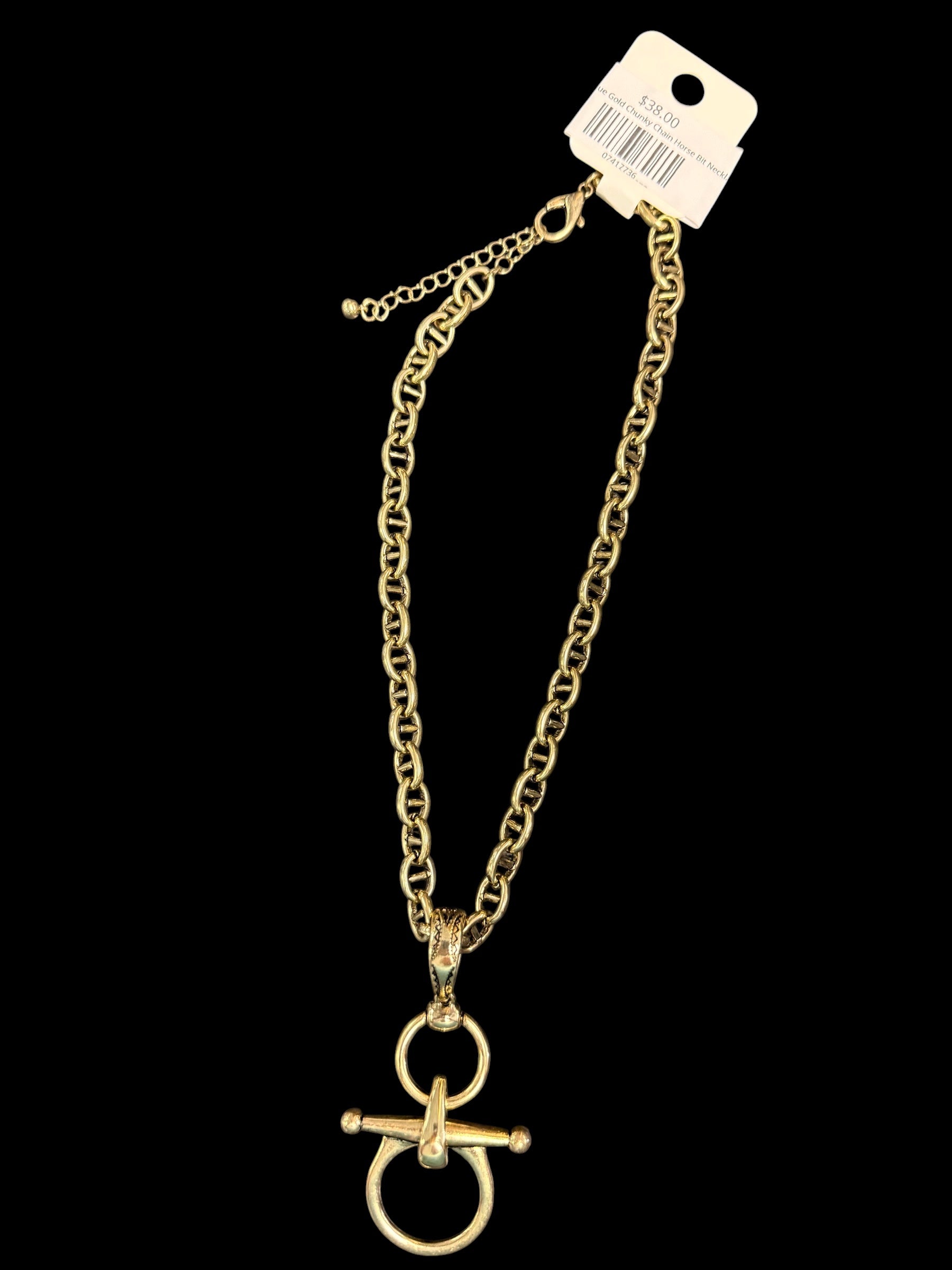 Alice Antique Gold Chunky Chain Horse Bit Necklace