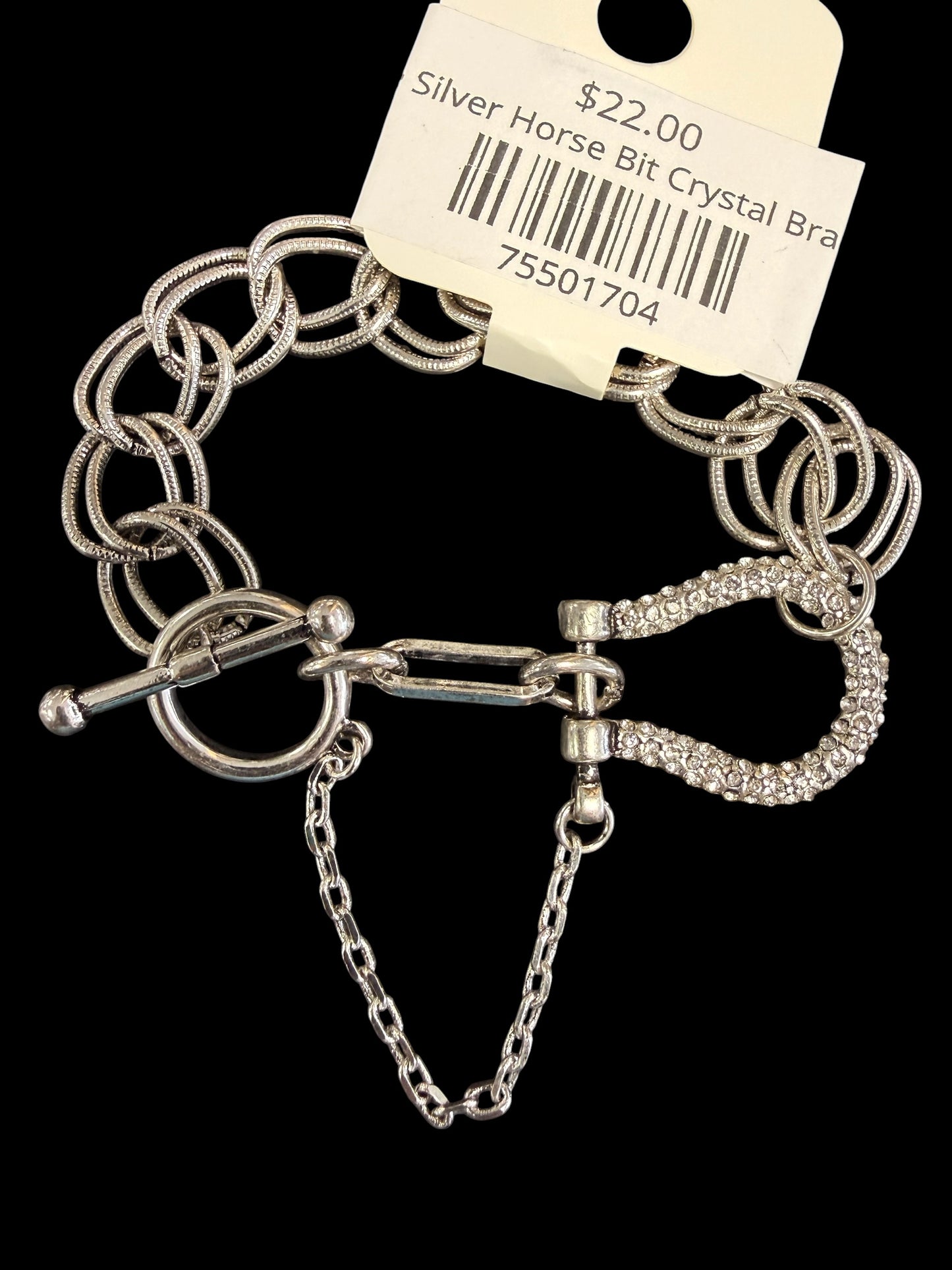 Alice Silver Horse Bit Crystal Bracelet