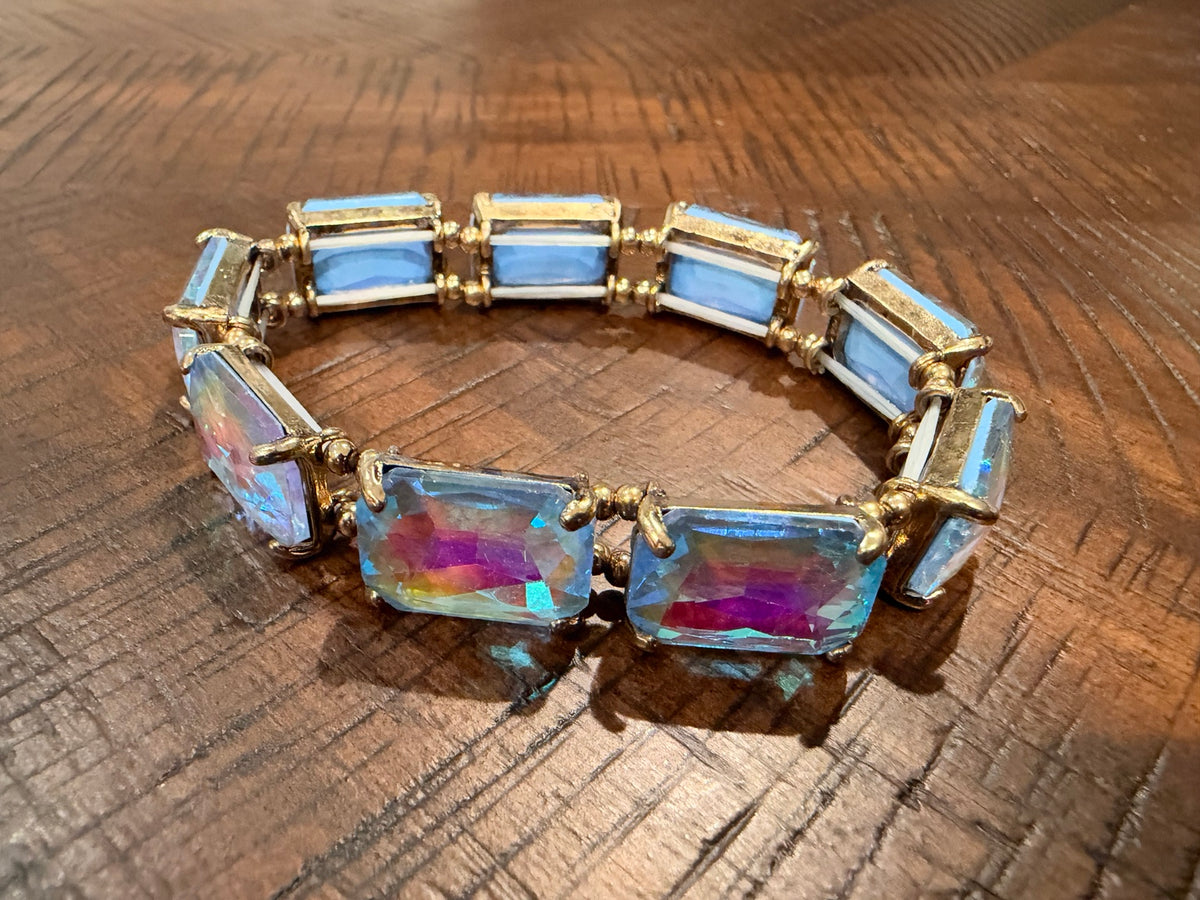 Iridescent blue gold bracelet