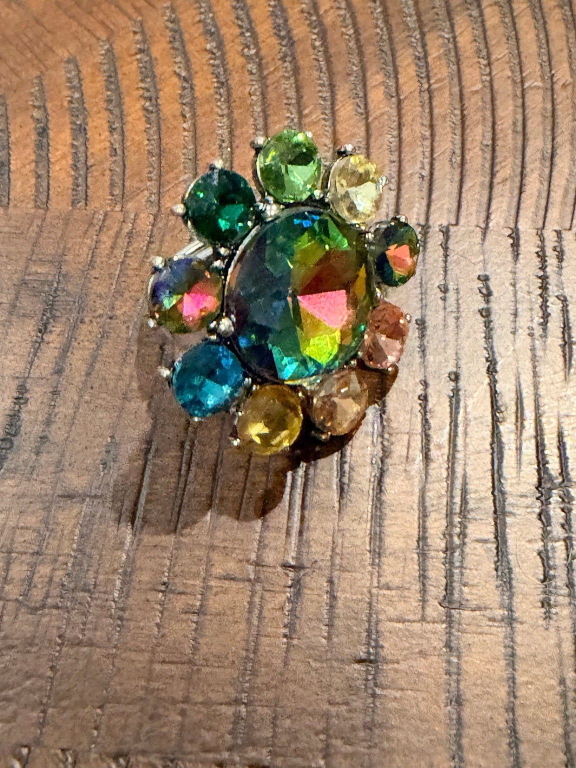 Alice flower statement ring - Volcano / Green & Yellow Multi