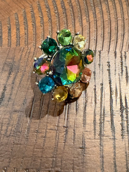 Alice flower statement ring - Volcano / Green & Yellow Multi