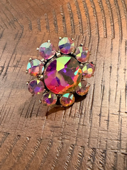 Alice flower statement ring - Pink Aurora