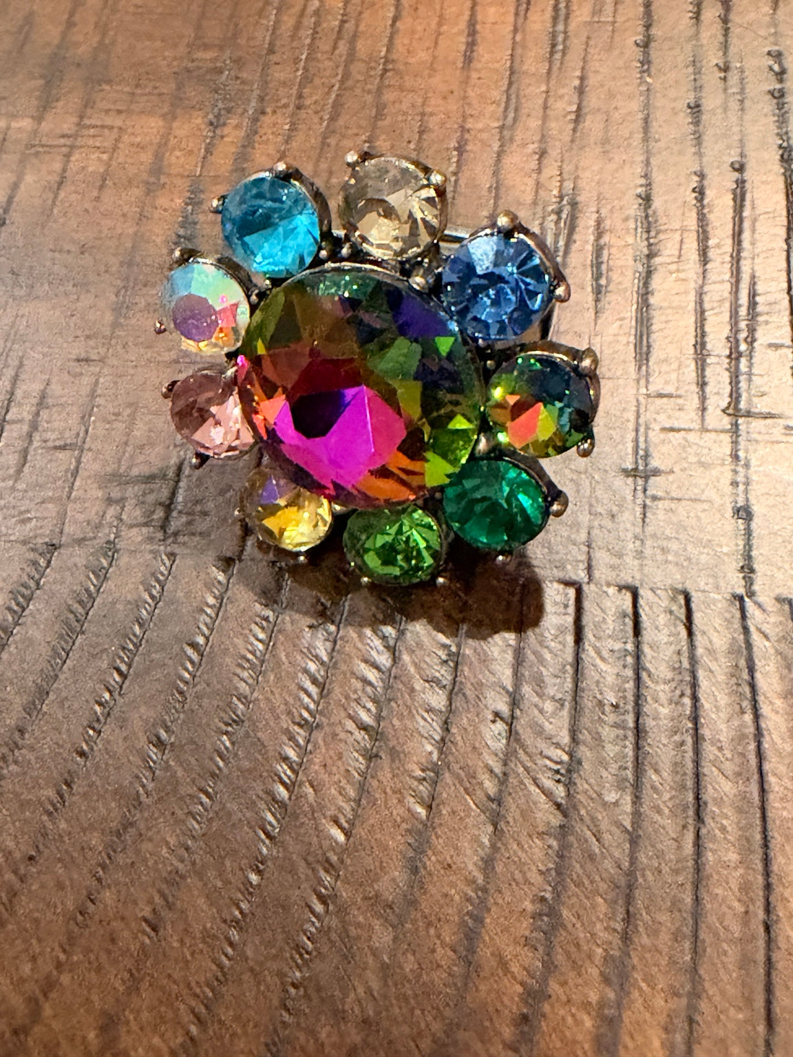 Alice flower statement ring - Volcano / Blue & Green Multi