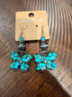 Alice butterfly drop earrings - Turquoise, with silver-tone beads and turquoise-colored accents