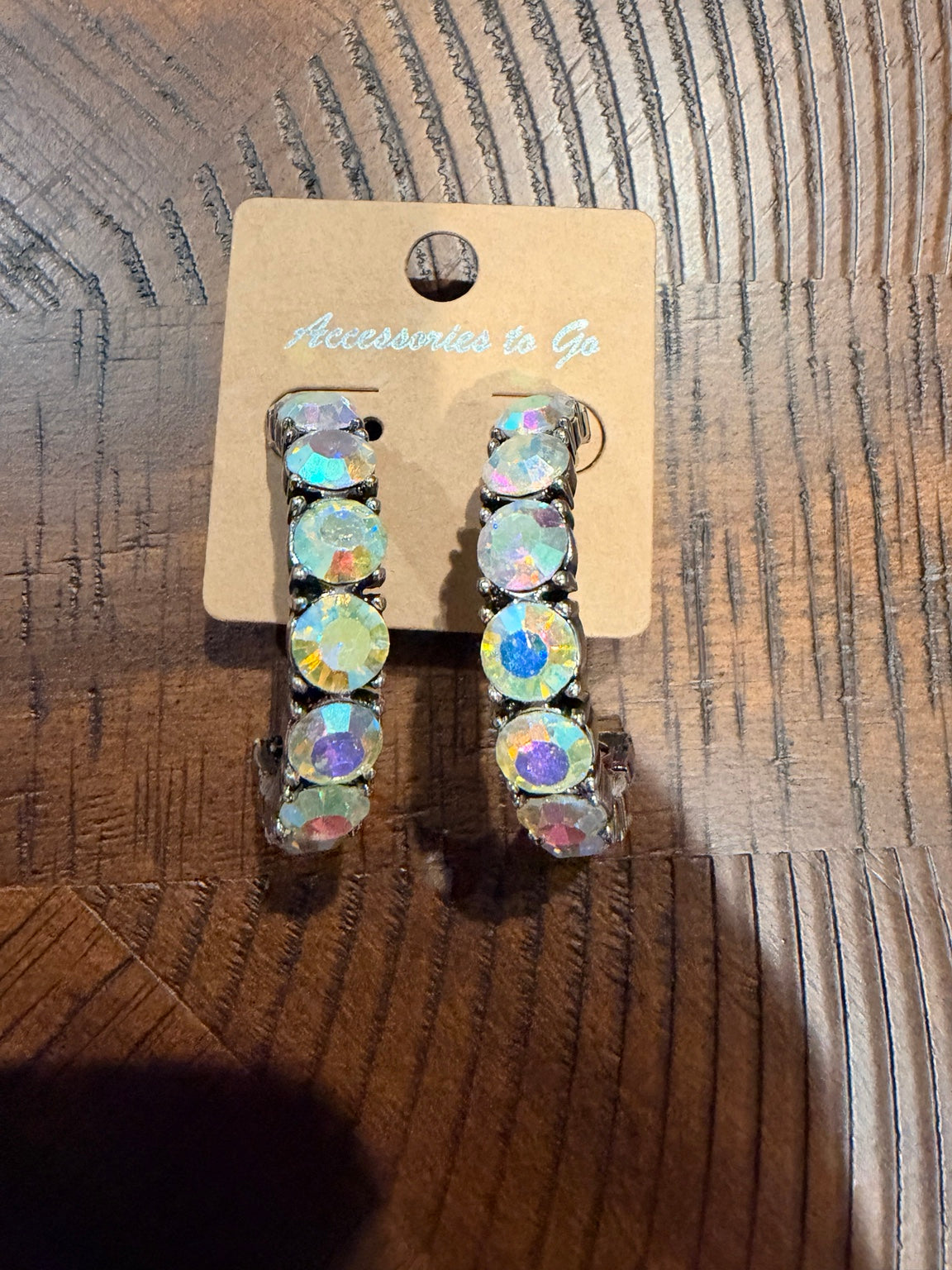 Alice round crystal hoop earrings in Aurora Iridescent