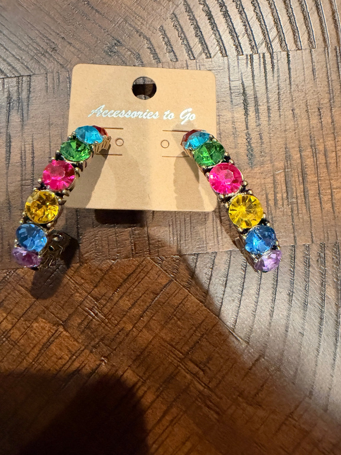 Alice round crystal hoop earrings in Rainbow
