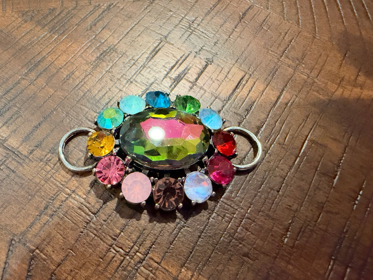 Alice twilly holder with Volcano / Multicolor stones and silver-tone side loops