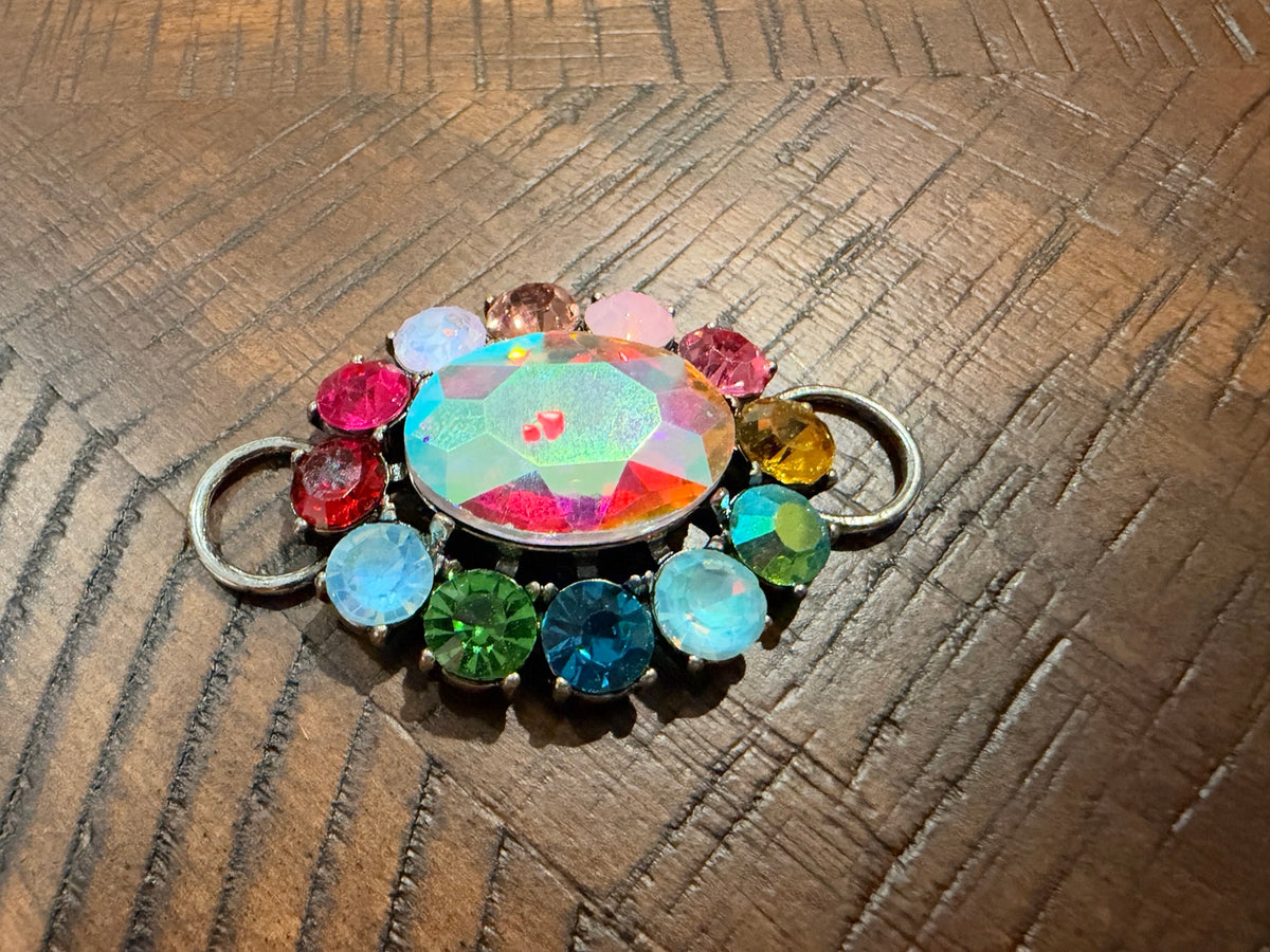 Alice twilly holder with Aurora / Multicolor stones and silver-tone side loops