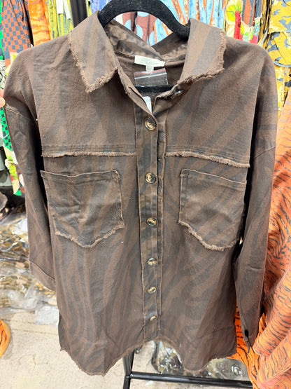 Brown Wild Bloom Tiger Shirt front