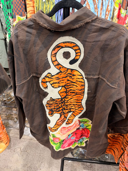 Wild Bloom Tiger Shirt tiger and floral back detail