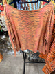 Sunset Prowl coral-orange tiger stripe long sleeve top