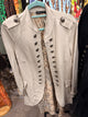 Ivory long military style jacket front