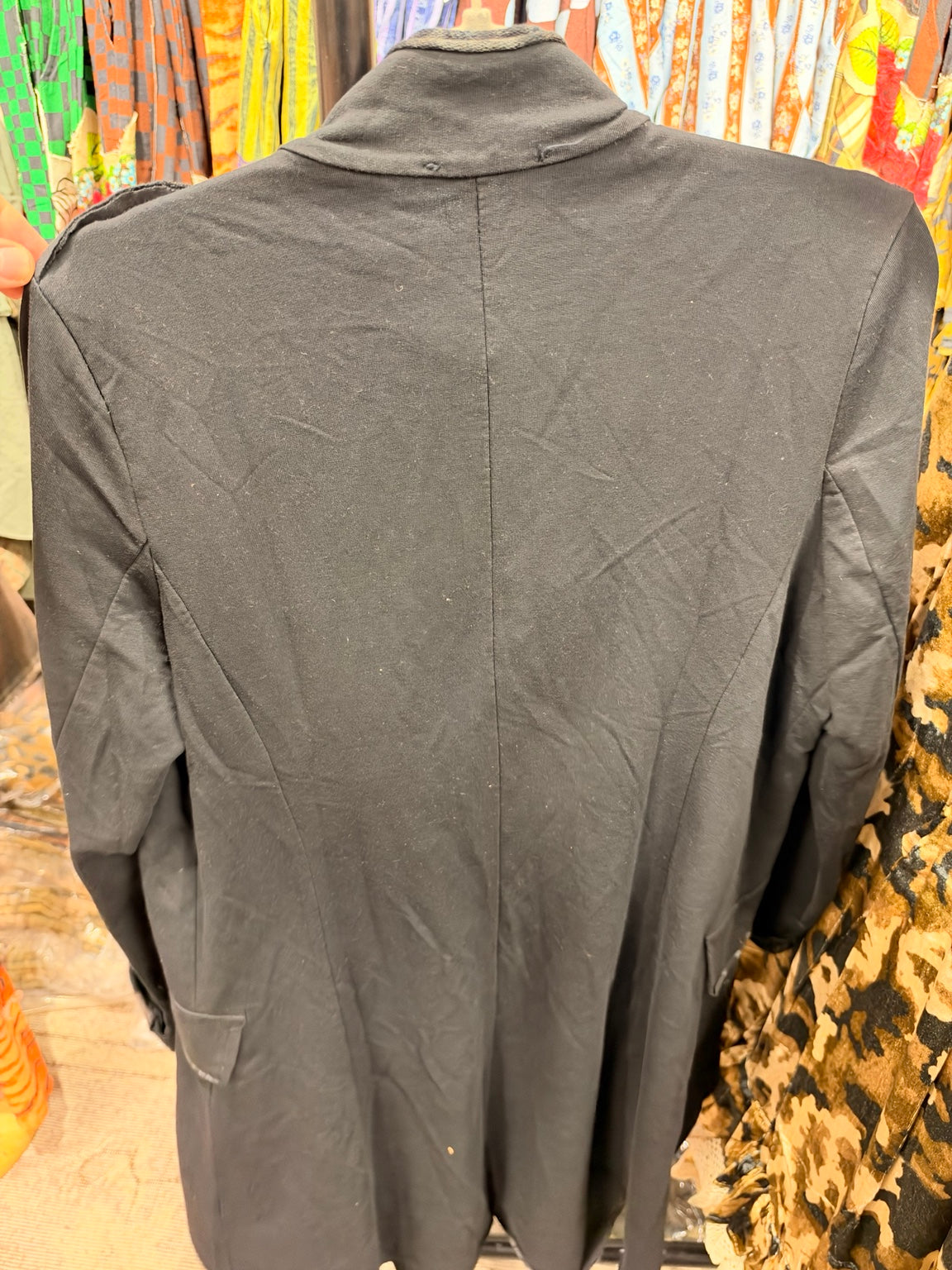Charcoal long military style jacket back