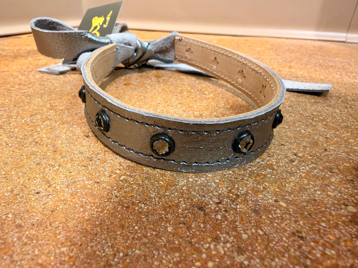 Kurtman Wild at Heart leather tie choker — Silver / Smoky