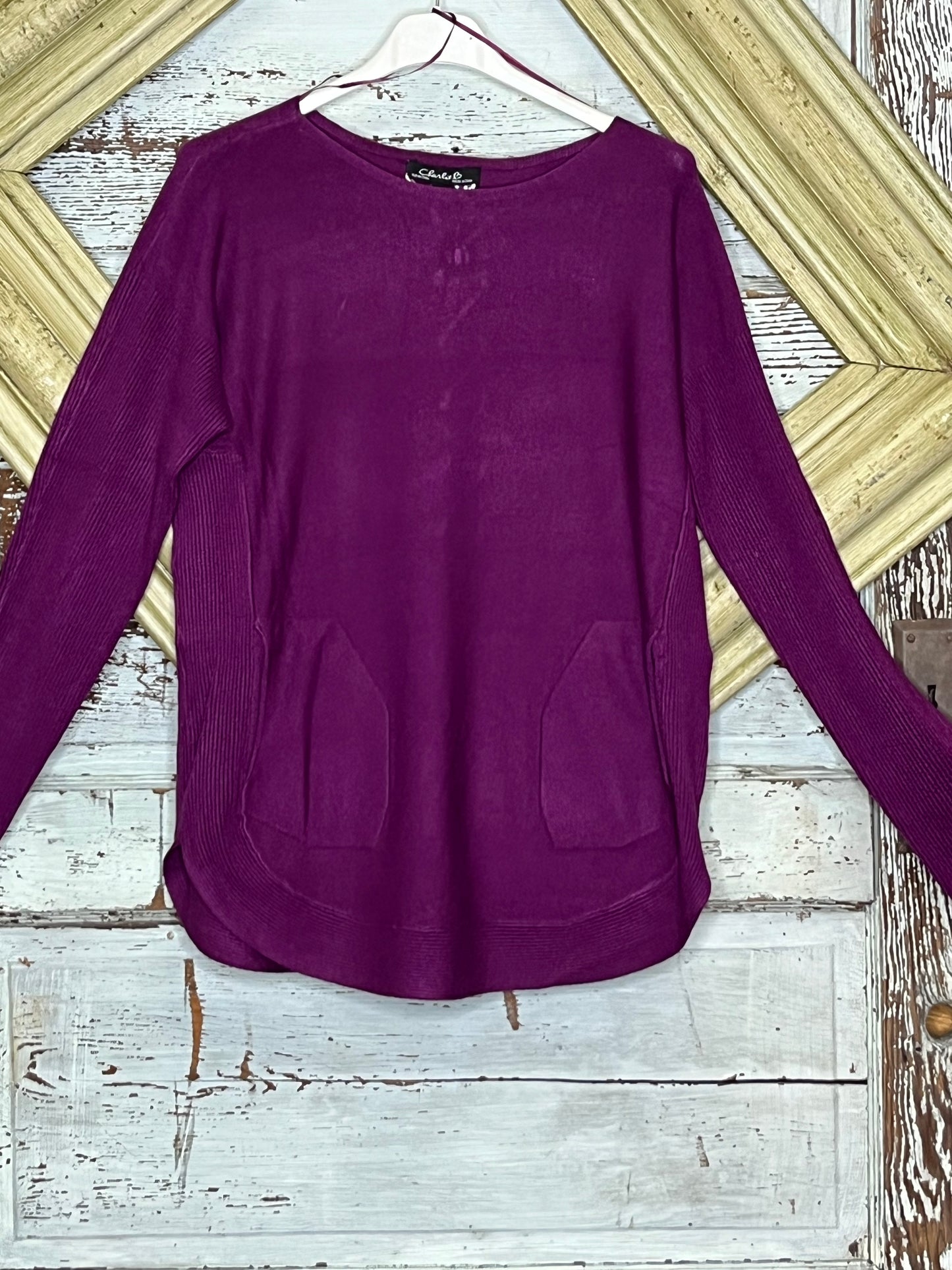 Mulberry Round Hem Sweater with pockets