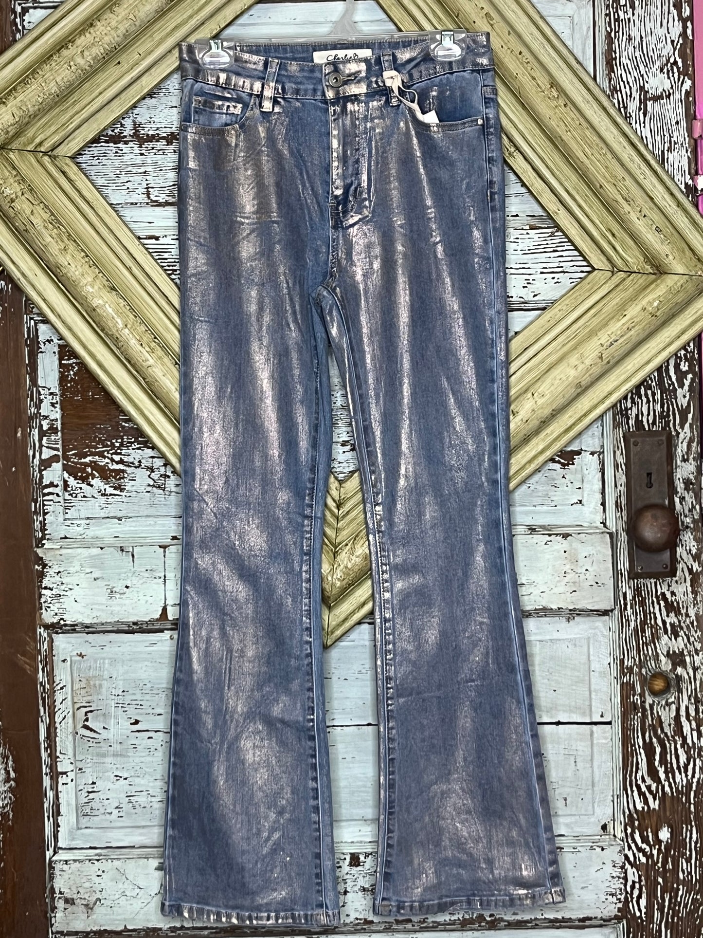 Silver Blue Shimmer Bootcut Pant