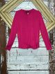 Magenta long sleeve twist top