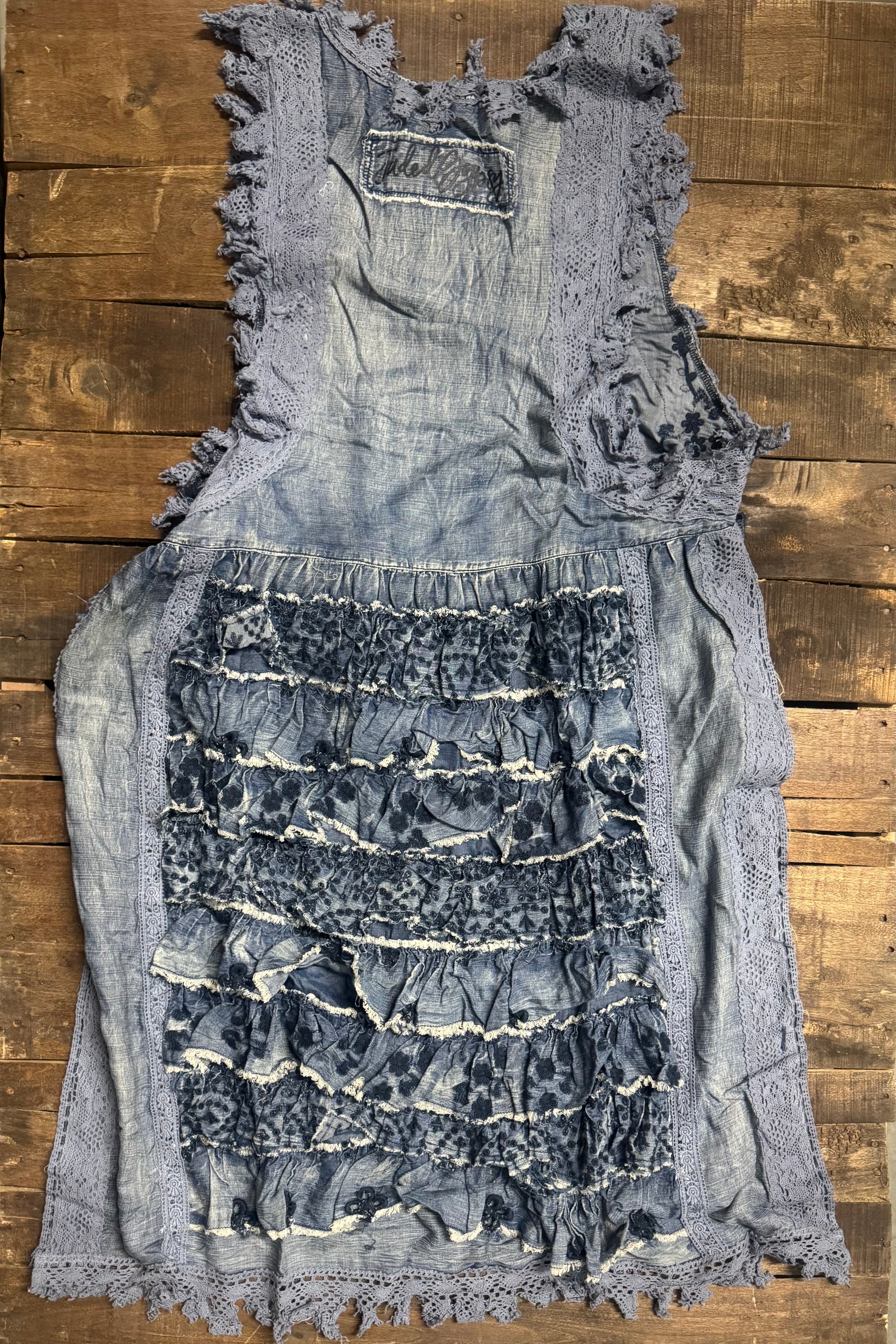 Jaded Gypsy Ruffle Up High-Lo Top - Chambray