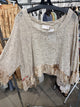 Paper Lace Tea Dye Hope Shirt with openwork floral texture and printed ruffle hem