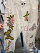 Paper Lace PL-G776P white butterfly and floral patchwork pants