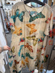 Paper Lace PLC-174D printed cream V-neck dress with colorful butterflies
