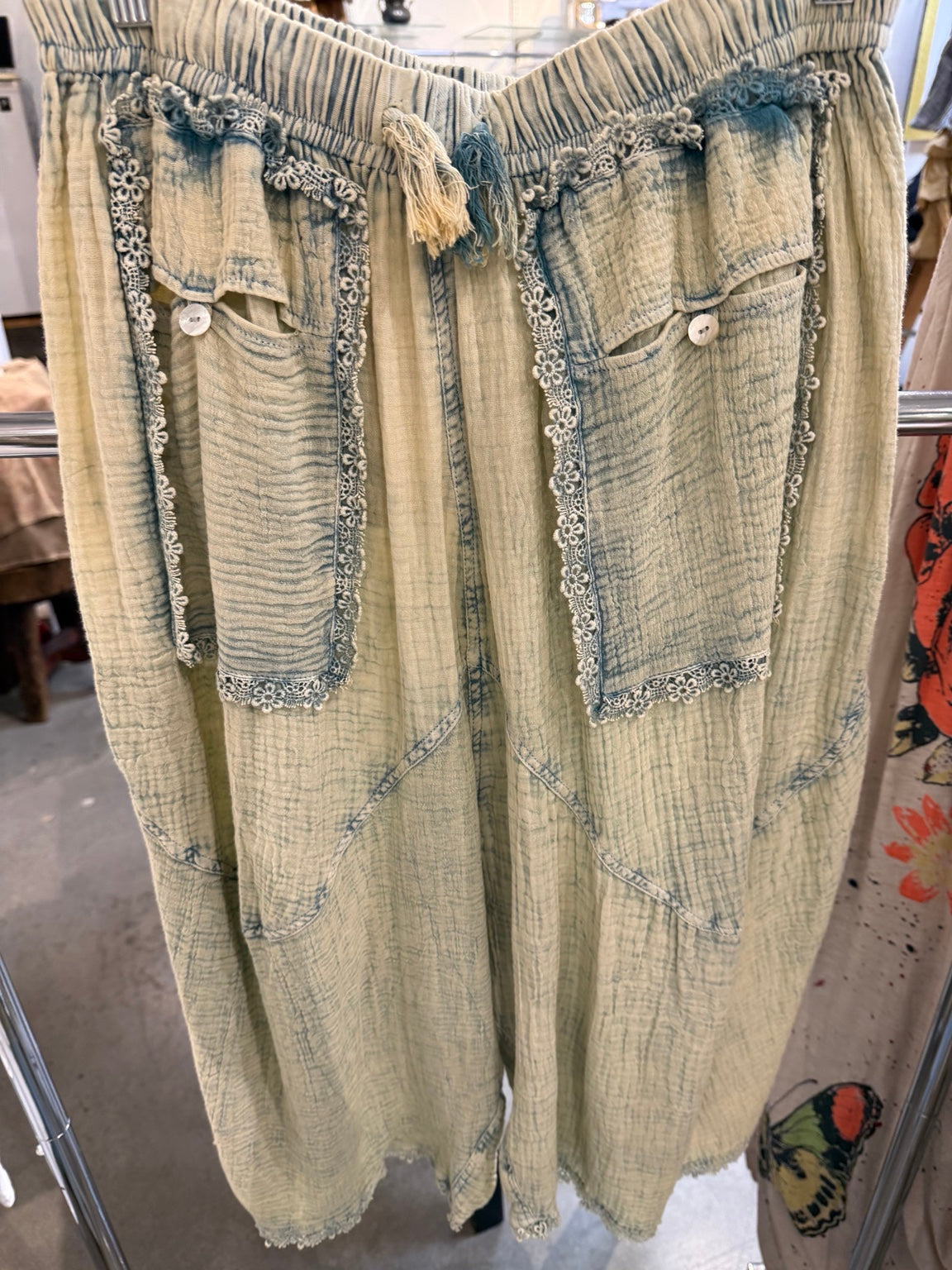 Paper Lace PL-G775P Tye Dye Blue lace pocket pants