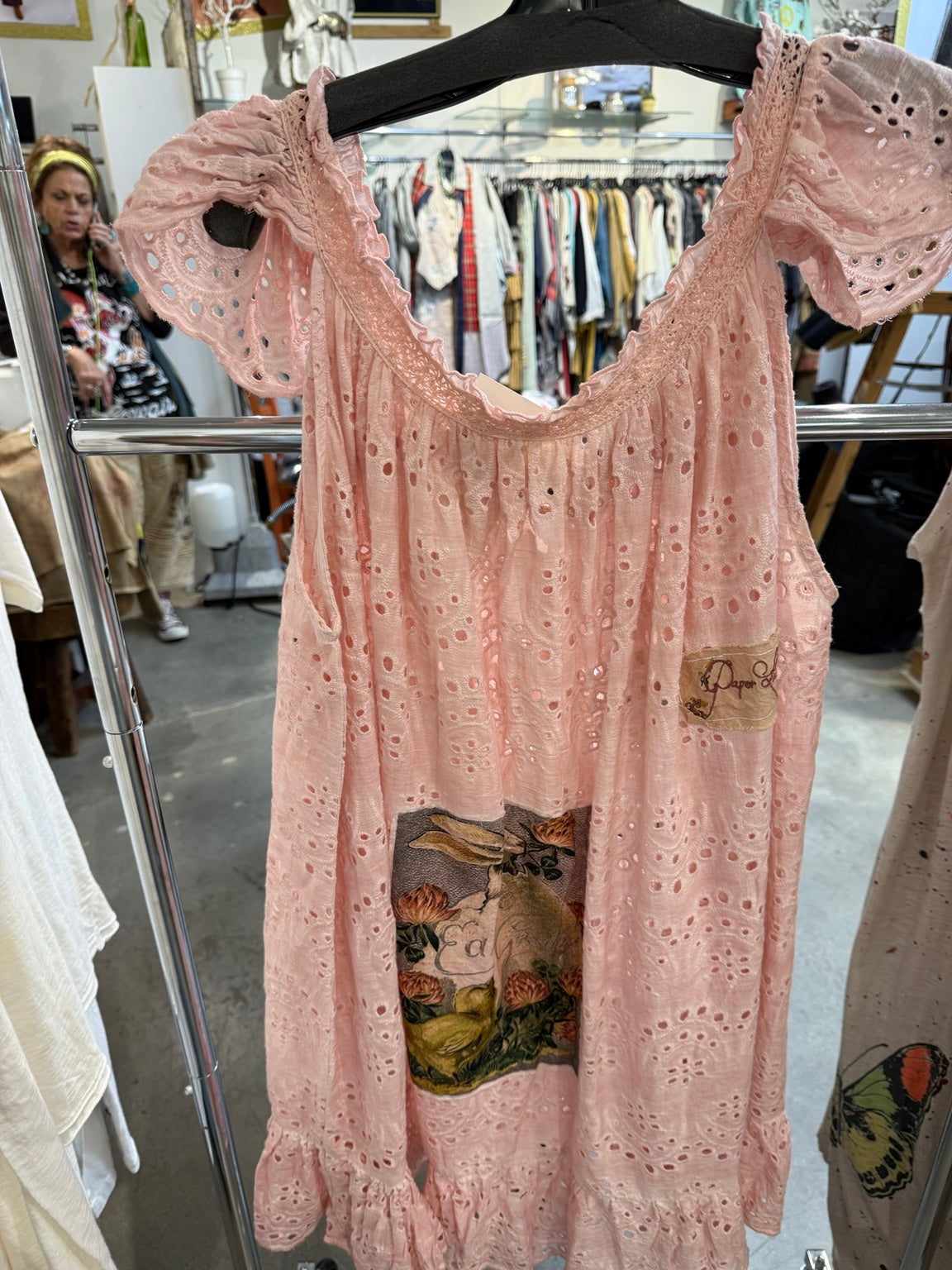 Paper Lace PLC-176T pink eyelet bunny patch ruffle top