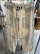 Paper Lace PL-G706P beige washed pants with lace insets and curved seam details